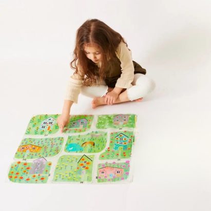 Sarah's Silks Playmap játszóselyem, út a farmon