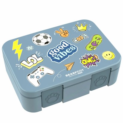 Bearfoot Bento Box Compact uzsonnásdoboz - Vagány, kék, 650 ml