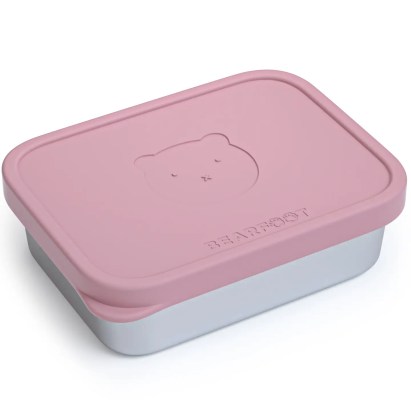 Bearfoot rozsdamentes acél bento box – gyerek uzsonnásdoboz - Rózsa, 1200 ml