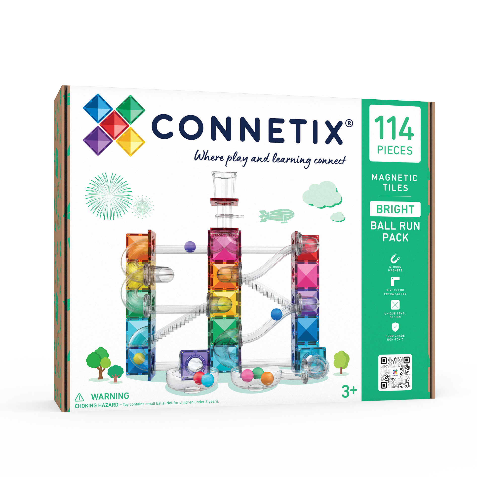 CONNETIX Ball Run Bright mágneses golyópálya – 114 db
